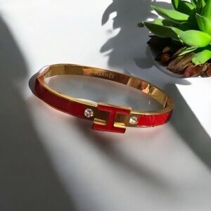 Cuff Bangle H Nanogram Bracelet Gold